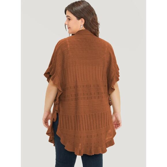 BloomChic Plus Size 3X 22 24 Cotton Blend Anti-Pilling Ruffle Hem Cardigan NWT - Picture 3 of 4